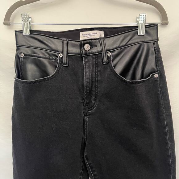 Abercrombie & Fitch Super Skinny Ankle Women Jeans Sz 6 Y2K Grunge Faux  Leather - Picture 2 of 11
